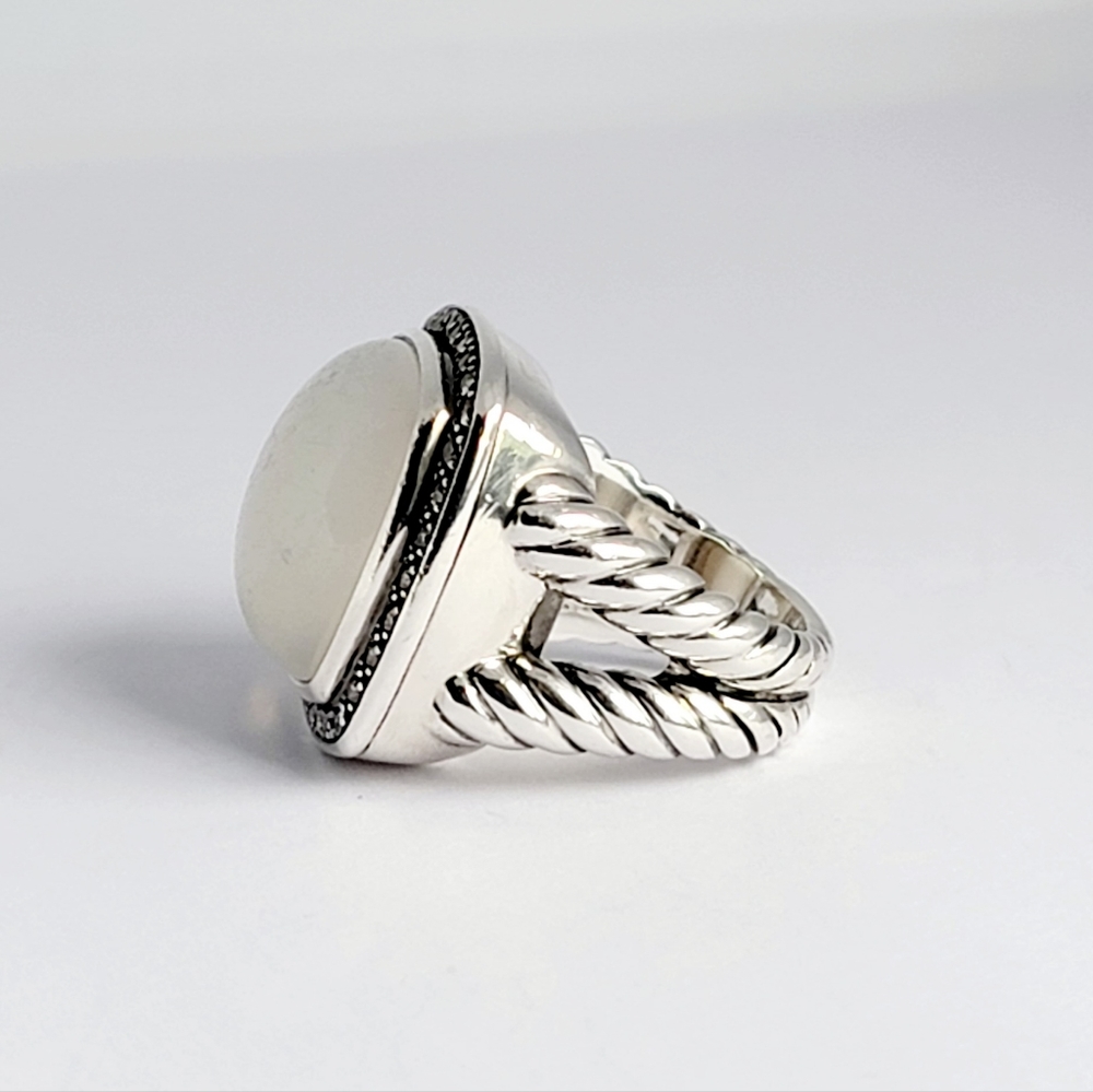 David Yurman Albion 17mm Moonstone Diamond Moonlight Ice Ring - Picture 4 of 9